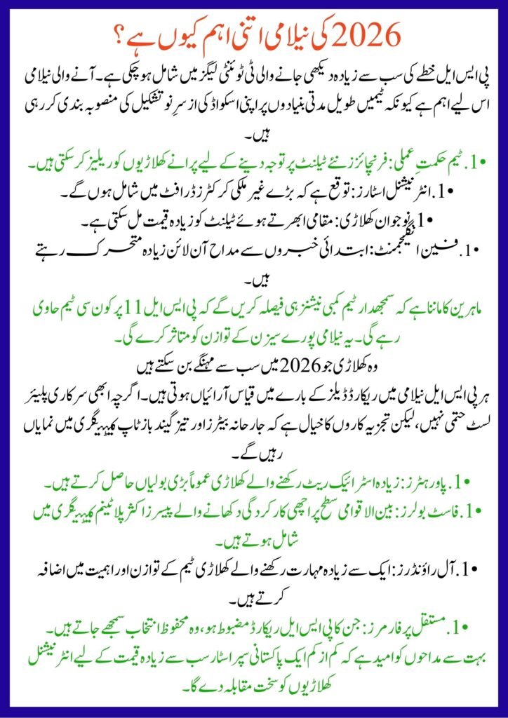 PSL 11 Auction Date Confirmed